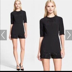 🖤Ted Baker London Black Rhinestone Embellished Romper Short Sleeve Size 4/US 10🖤